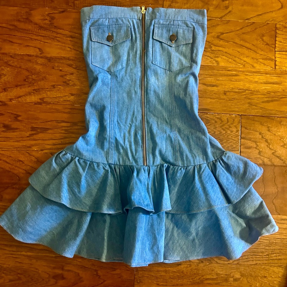 Denim Ruffle Dress - Picture 2 of 5